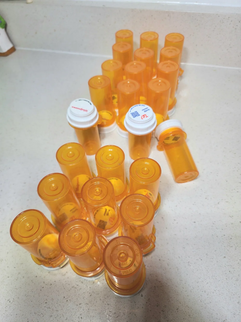 Amber Prescription Empty Pill Bottles with White Caps For Crafting 24 Ct.